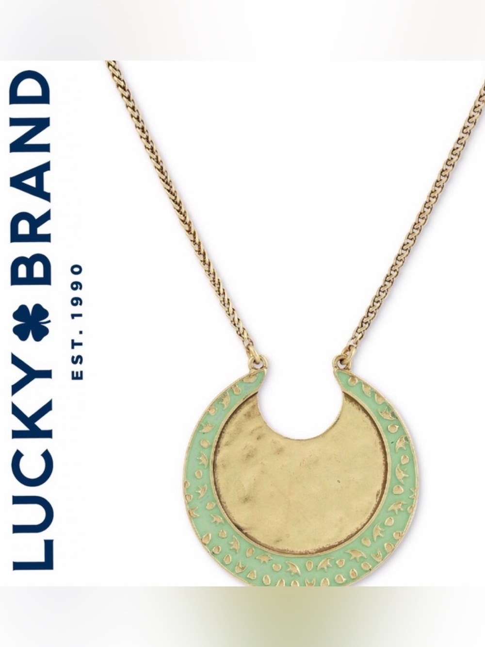 Lucky Brand Women's Moon Reversible Pendant Adjustable Necklace 32”